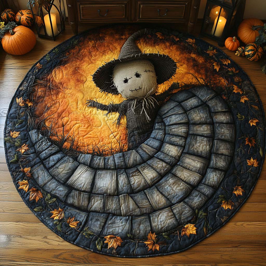Harvest Fiend Quilted Round Mat Room Decor Spooky Gift Ideas