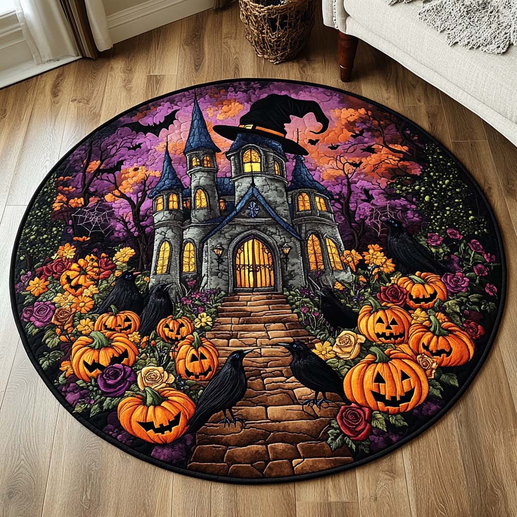 Haunted Dreams Quilted Round Mat Rug Round Gifts For Halloween Lovers