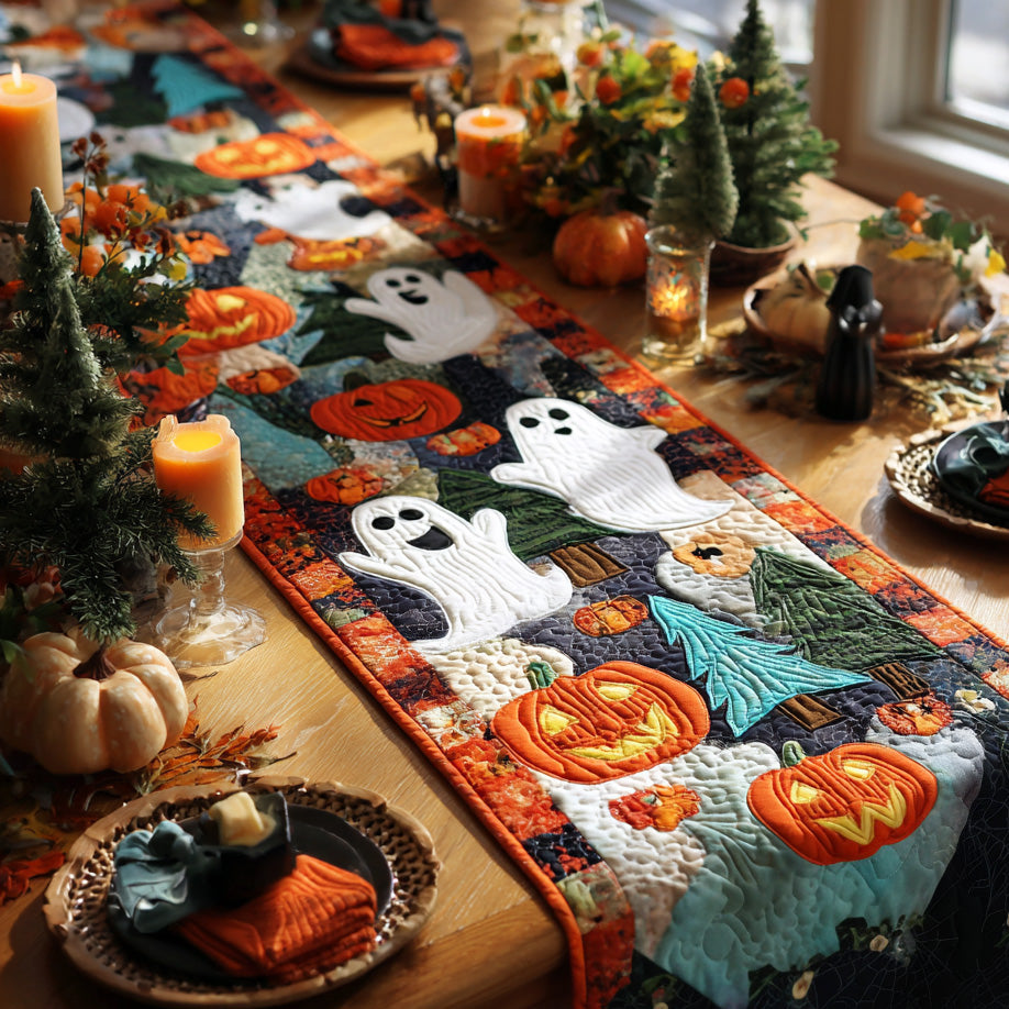 Haunted Harvest Quilted Table Runner Dinner Table Decor Halloween Gifts For Family