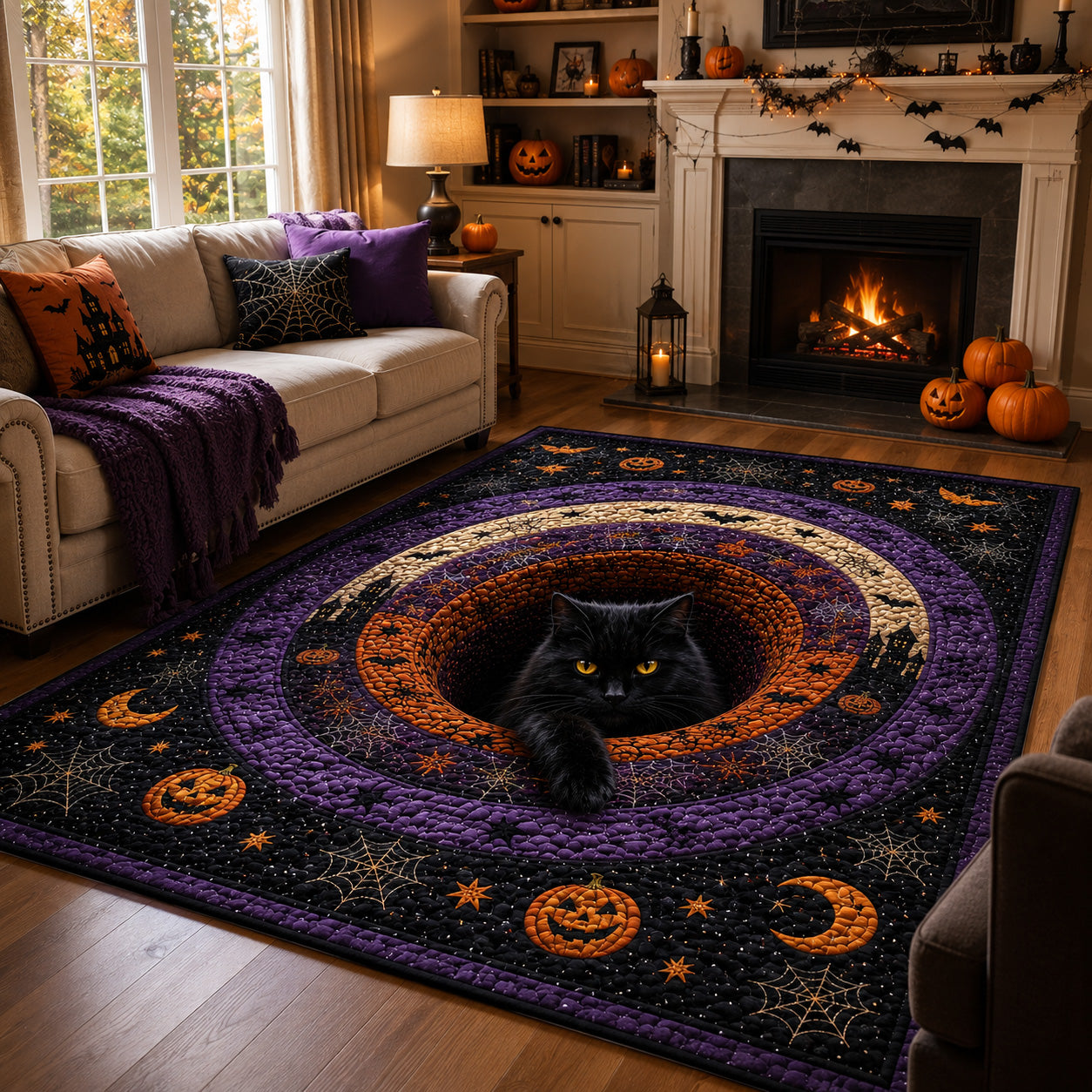 Haunted Hearth Area Rug Creepy Home Decor Gift Ideas Halloween