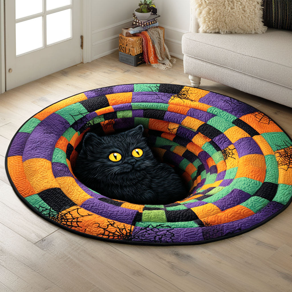 Haunted Moon Quilted Round Mat Spooky Home Decor Best Halloween Presents