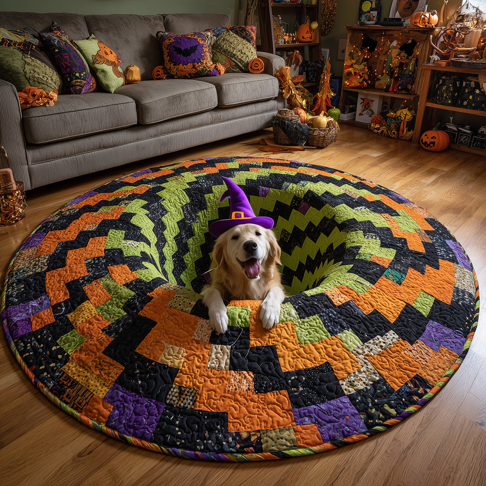 Haunted Retriever Quilted Round Mat At Home Halloween Decor Gift Items For New Home