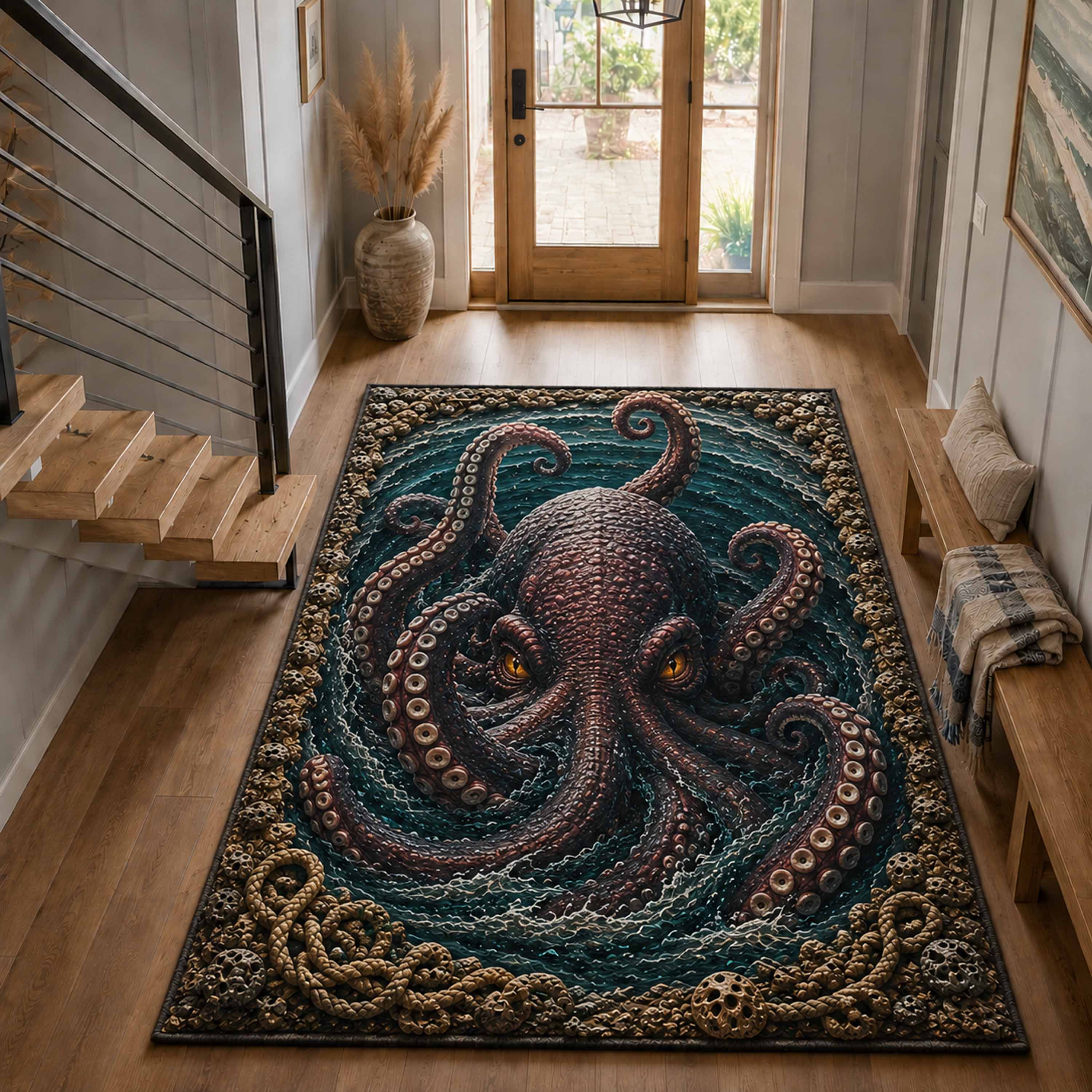 Haunted Tide Area Rug Huge Skeleton Decor Halloween Gifts For Teens