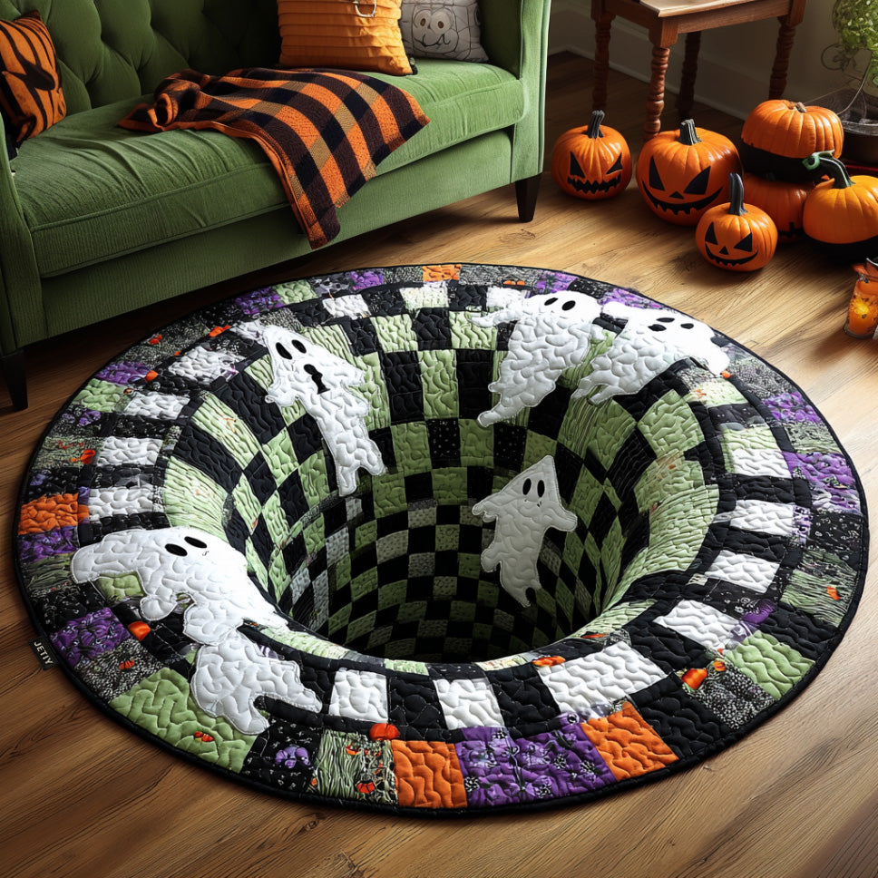 Haunted Whirl Quilted Round Mat Large Circle Rug Halloween Family Gifts Haunted Whirl Quilted Round Mat Large Circle Rug Halloween Family Gifts