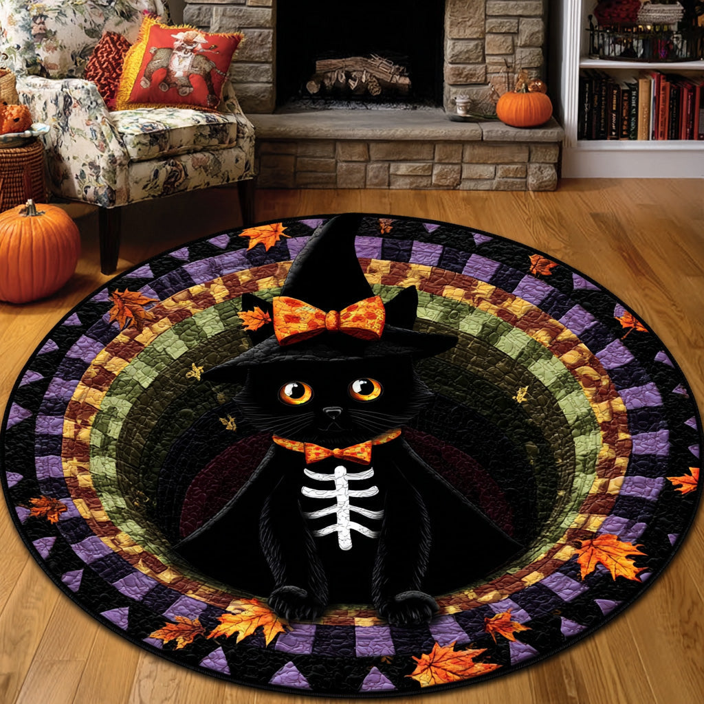 Haunted Whiskers Quilted Round Mat Scary Halloween Home Decor Halloween Themed Gifts