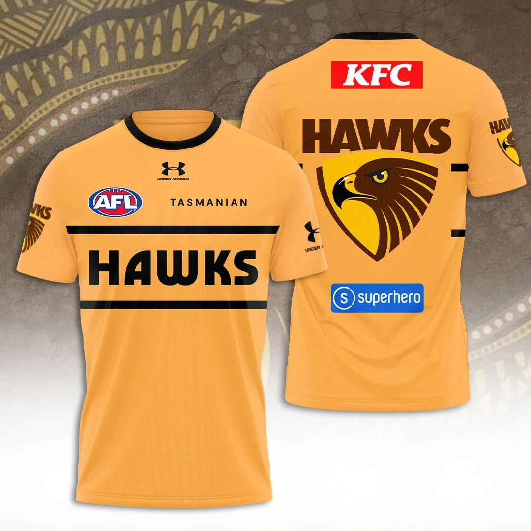 Hawthorn FC T-Shirt Superhero Game Day Shirt Hawthorn Hawks AFL Merch Gift For Fans Hawthorn FC T-Shirt Superhero Game Day Shirt Hawthorn Hawks AFL Merch Gift For Fans