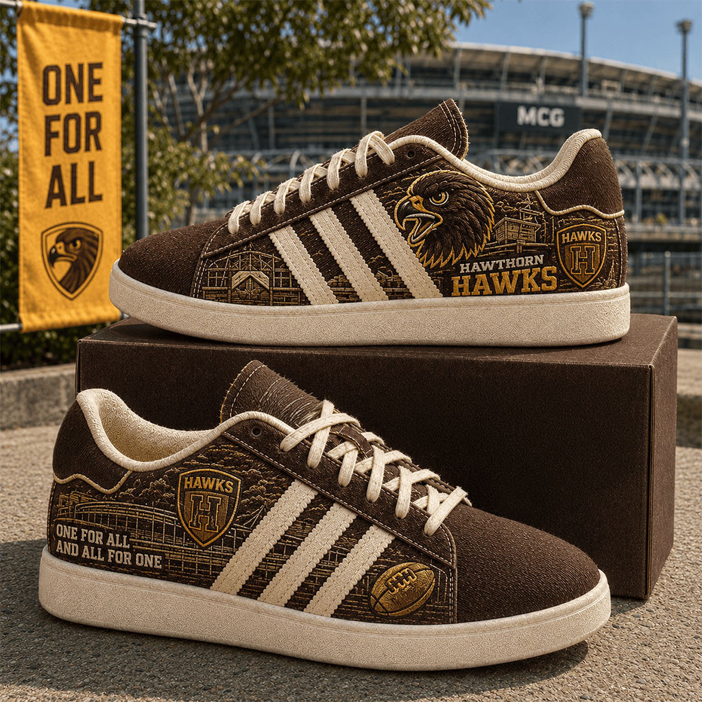 Hawthorn Hawks One For All And All For One Shoes Sneakers Hawthorn Hawks Merch Fan Gifts