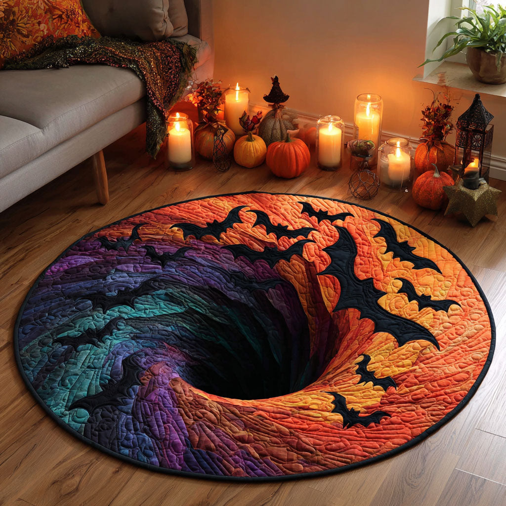Hellfire Flight Quilted Round Mat Modern Circle Rug Great Halloween Gifts