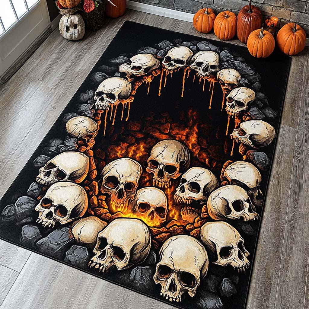 Hellfire Skulls Area Rug Modern Rugs For Living Room Halloween Family Gifts