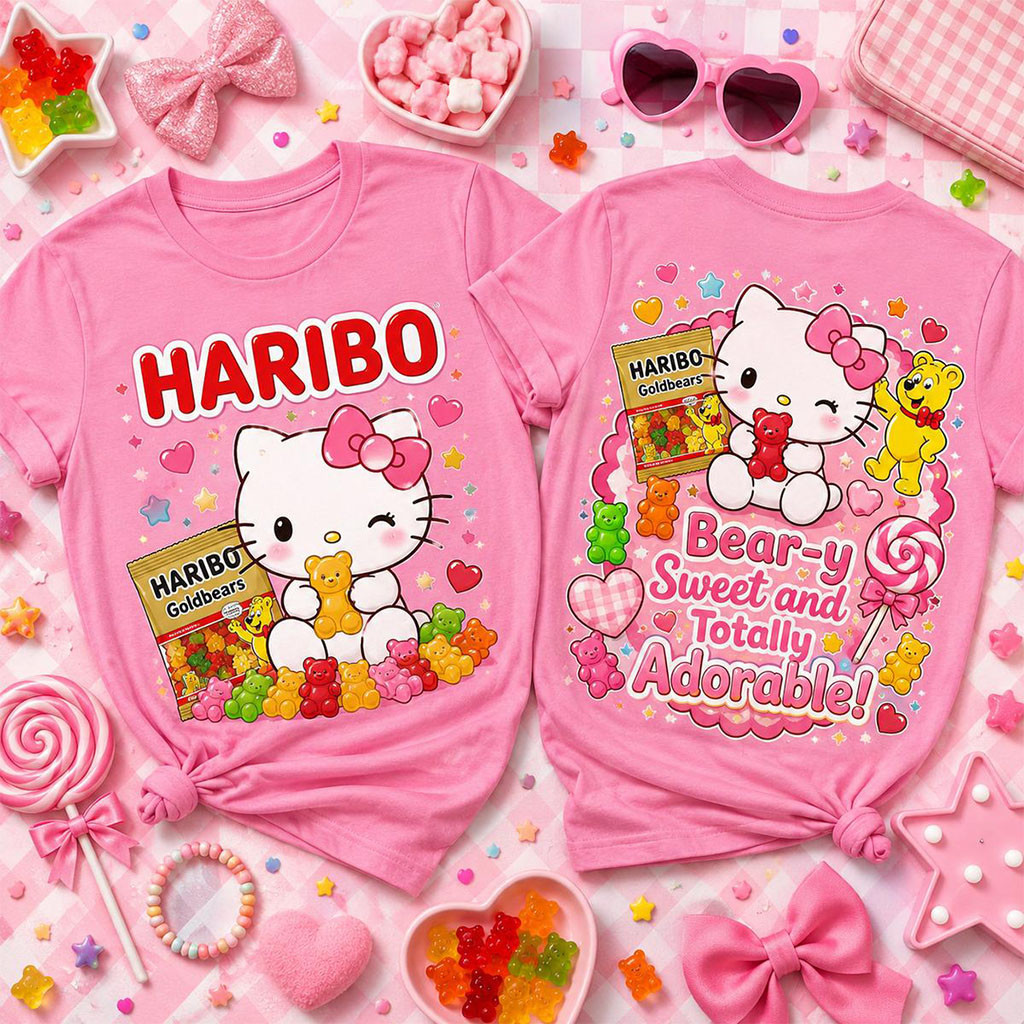 Hello Kitty Haribo Gummy Bear Graphic T-Shirt Hello Kitty Merch Birthday Gifts For Her
