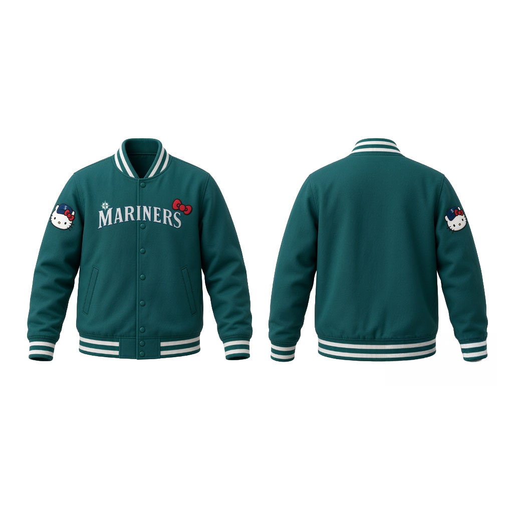 Hello Kitty Night Seattle Mariners Baseball Varsity Jacket 2026 Seattle Mariners Merch Fan Gift