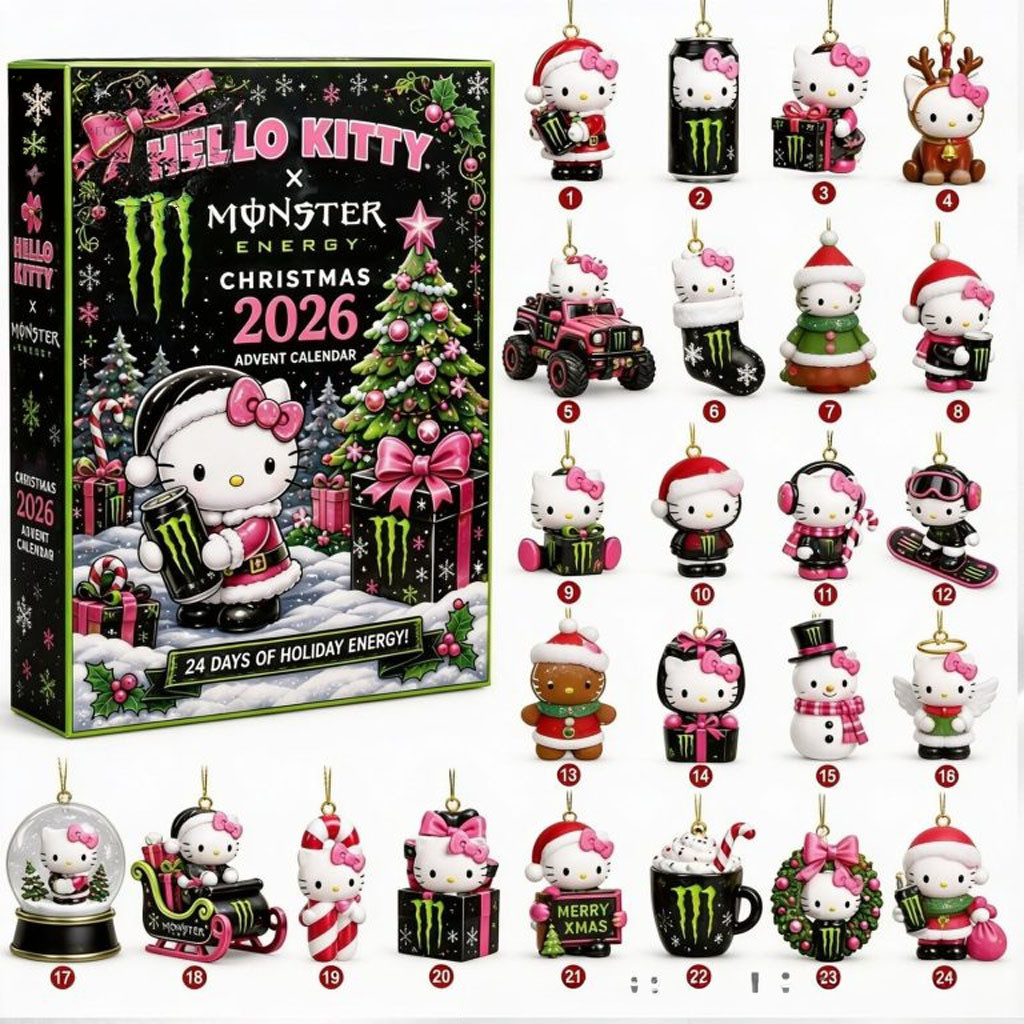 Hello Kitty X Monster Energy Christmas Advent Calendar 2026 Christmas Acrylic Ornaments Box