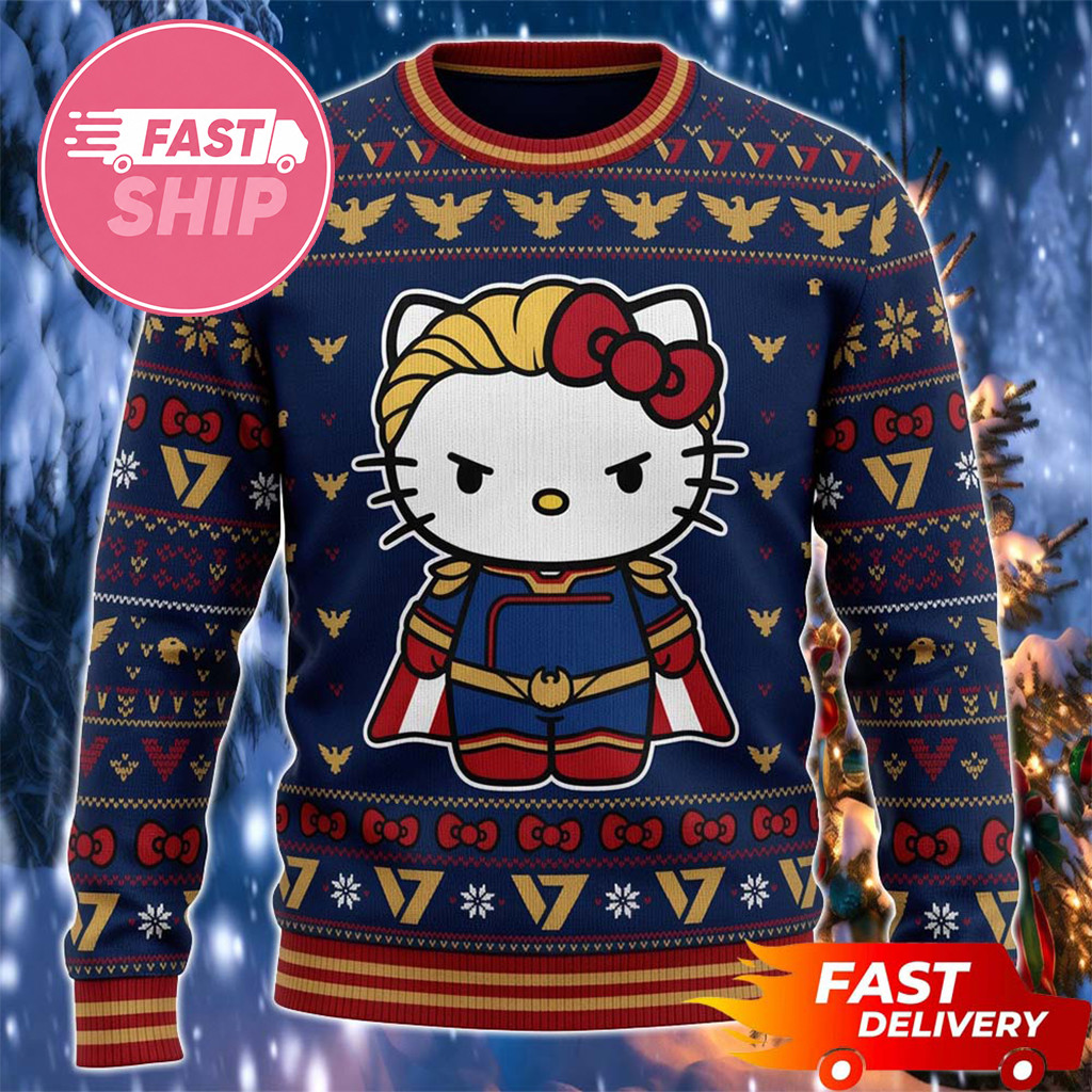 Hello Kitty X The Boys Homelander Mashup Parody Ugly Christmas Sweater Xmas Gifts For Friends