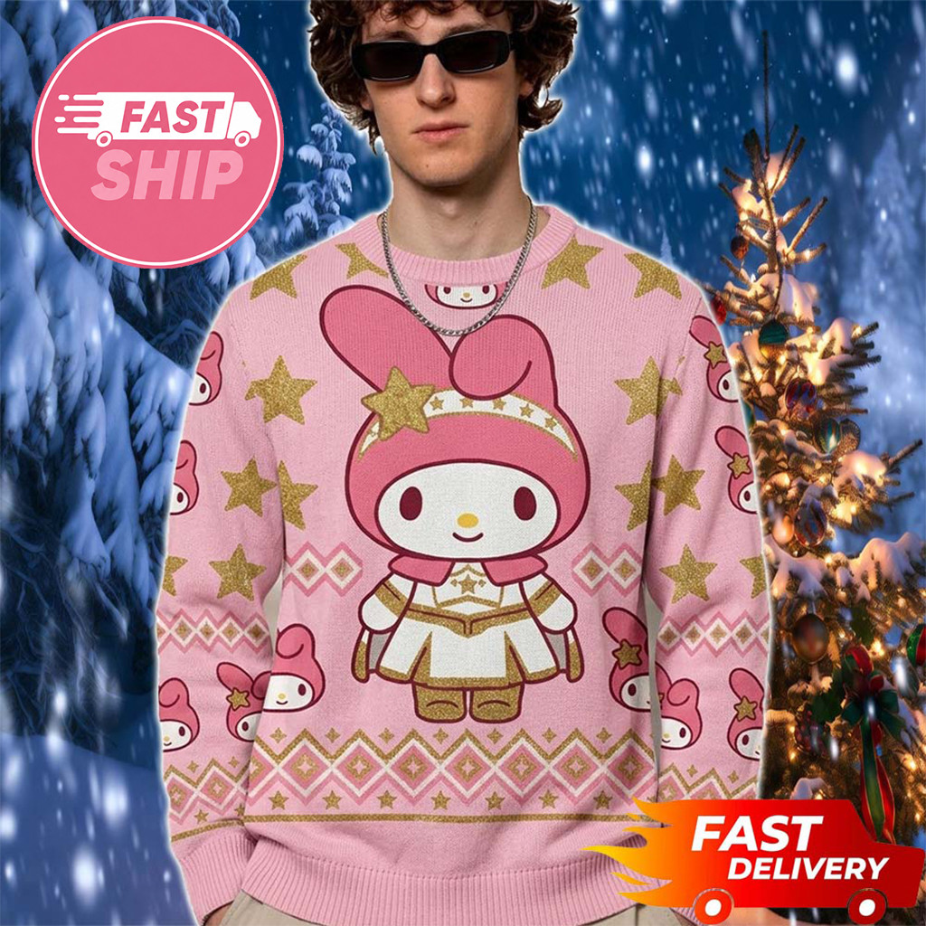 Hello Kitty x The Boys Merch Melody Cosplay Starlight Funny Pink Pattern Ugly Christmas Sweater Hello Kitty x The Boys Merch Melody Cosplay Starlight Funny Pink Pattern Ugly Christmas Sweater