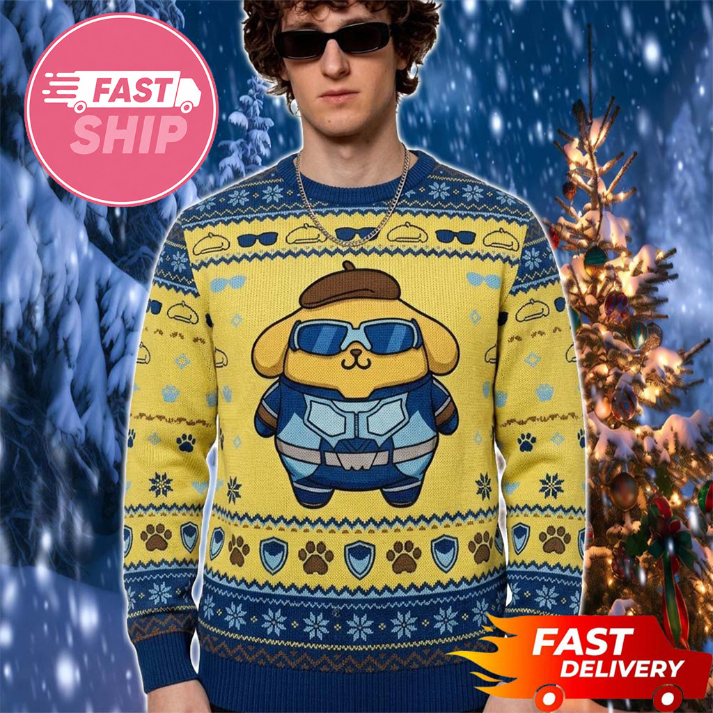 Hello Kitty x The Boys Merch Pompompurin Cosplay A-Train Hello Kitty Ugly Christmas Sweater