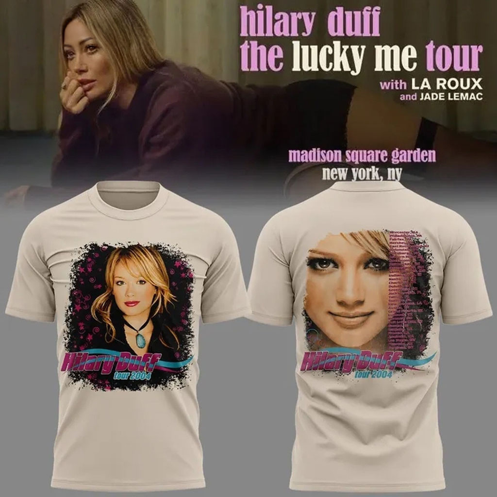 Hilary Duff 2004 The Lucky Me Tour T-Shirt Hilary Duff Merch Gift Ideas For Music Lovers Hilary Duff 2004 The Lucky Me Tour T-Shirt Hilary Duff Merch Gift Ideas For Music Lovers