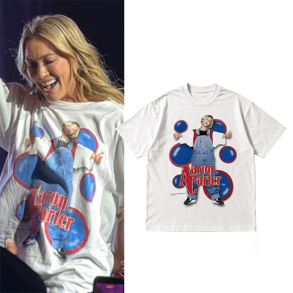 Hilary Duff Wearing Aaron Carter Shirt At Philly Concert 2026 Hilary Duff Tour Merch Fan Gifts Hilary Duff Wearing Aaron Carter Shirt At Philly Concert 2026 Hilary Duff Tour Merch Fan Gifts