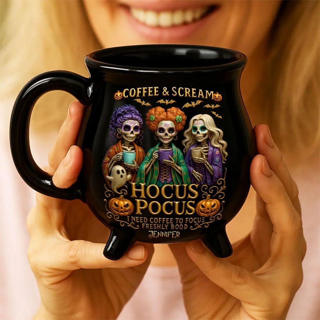 Hocus Pocus Three Sisters Witch Cauldron Mug Coffee And Scream Hocus Pocus Merch Halloween Gift
