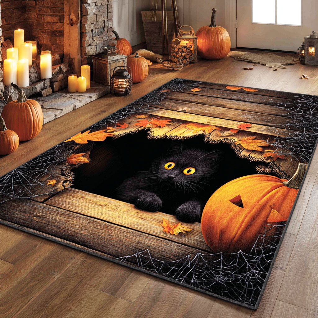 Hollow Cat Rise Area Rug Big Carpets For Living Room Birthday Halloween Gifts