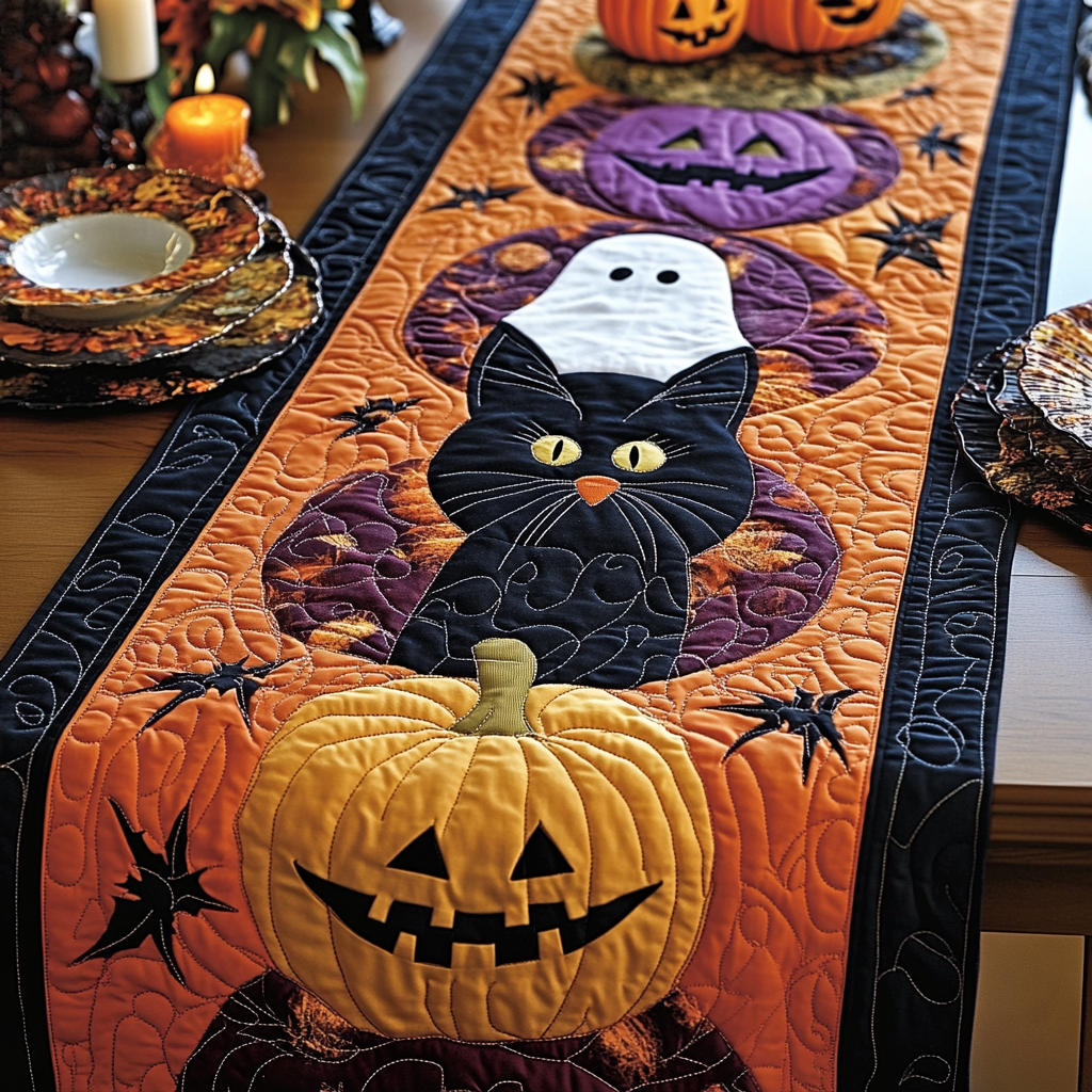Home Sweet Haunted Home Quilted Table Runner Dining Room Decor Spooky Gifts