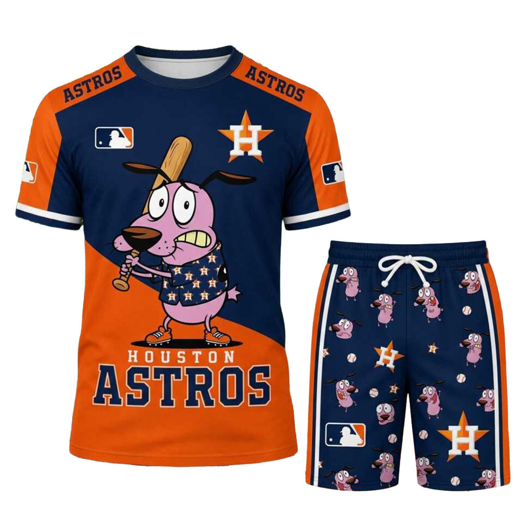 Houston Astros Courage The Cowardly Dog Shirt And Shorts Set Houston Astros Merch Fan Gifts