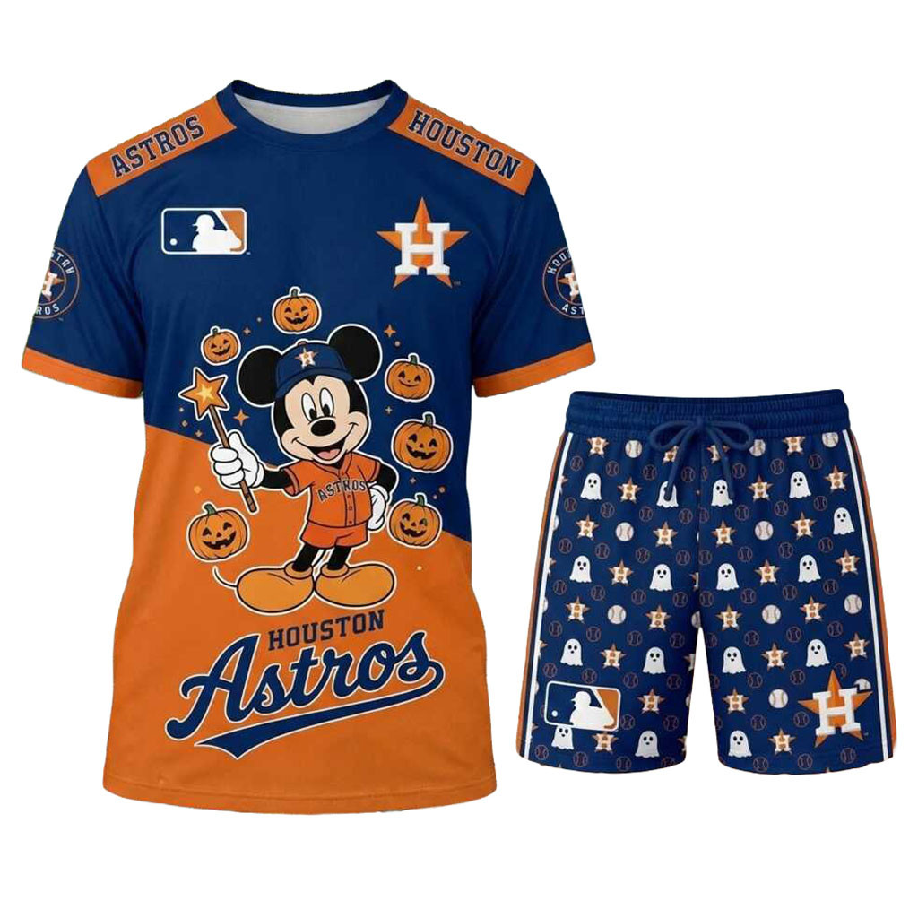 Houston Astros Mickey Mouse Halloween Pumpkin Shirt And Shorts Houston Astros Merch Fan Gifts Houston Astros Mickey Mouse Halloween Pumpkin Shirt And Shorts Houston Astros Merch Fan Gifts