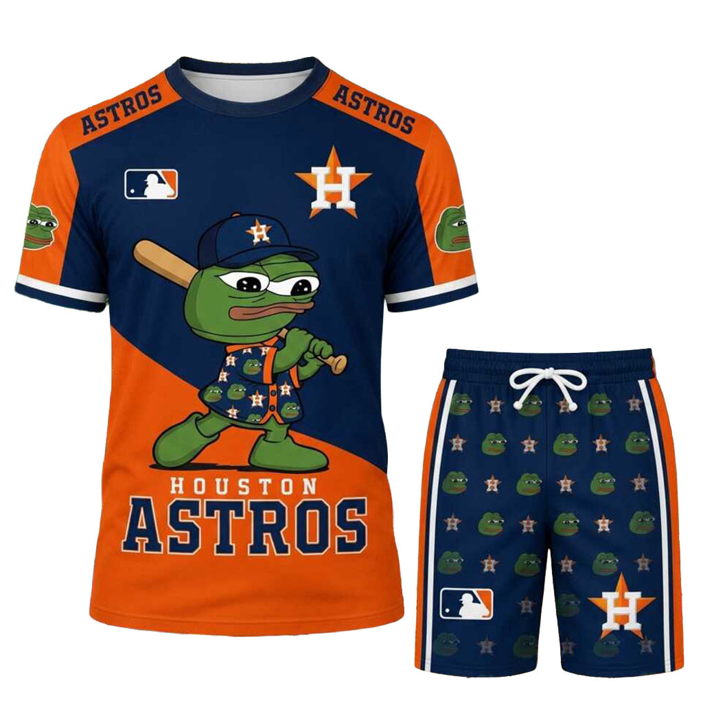 Houston Astros Pepe The Frog Shirt And Shorts Set Houston Astros Merch Baseball Themed Gifts