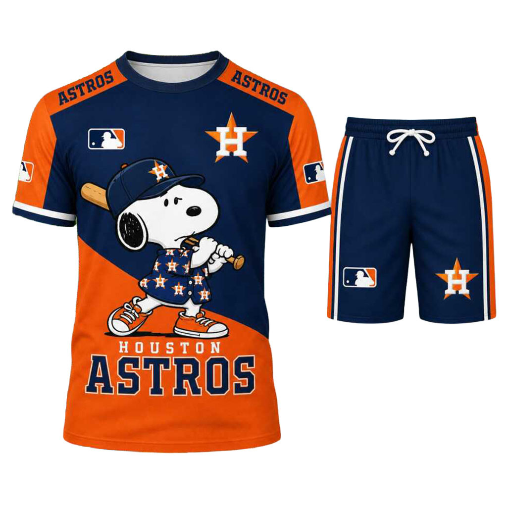 Houston Astros Snoopy Cartoon Shirt And Shorts Houston Astros Merch Present For Baseball Lovers Houston Astros Snoopy Cartoon Shirt And Shorts Houston Astros Merch Present For Baseball Lovers