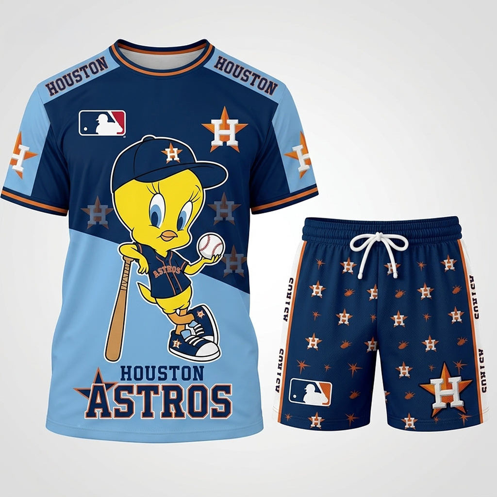 Houston Astros X Tweety Looney Tunes T-Shirt And Shorts Set Houston Astros Merch Fan Gifts