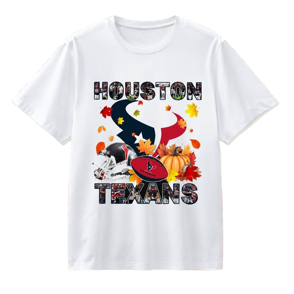 Houston Texans Autumn Fall Pumpkin Graphic T-Shirt Houston Texans Merch Football Fan Gifts