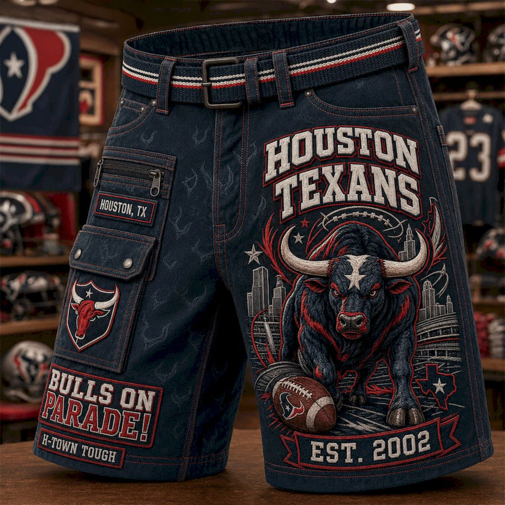 Houston Texans Merch Bulls On Parade H-Town Tough Shorts American Football Gifts