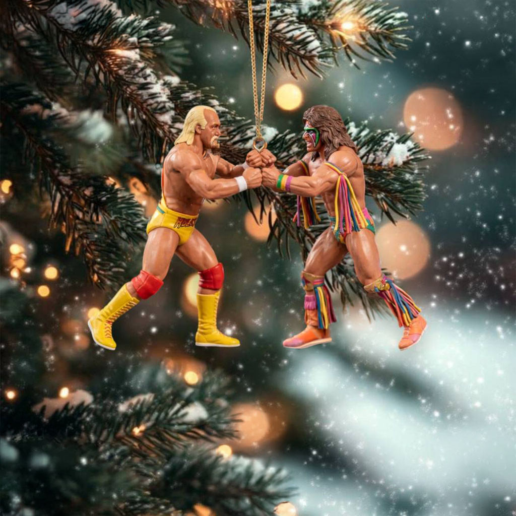 Hulk Hogan Vs Ultimate Warrior Christmas Ornament Xmas Tree Decor Gift For Wrestling Fans