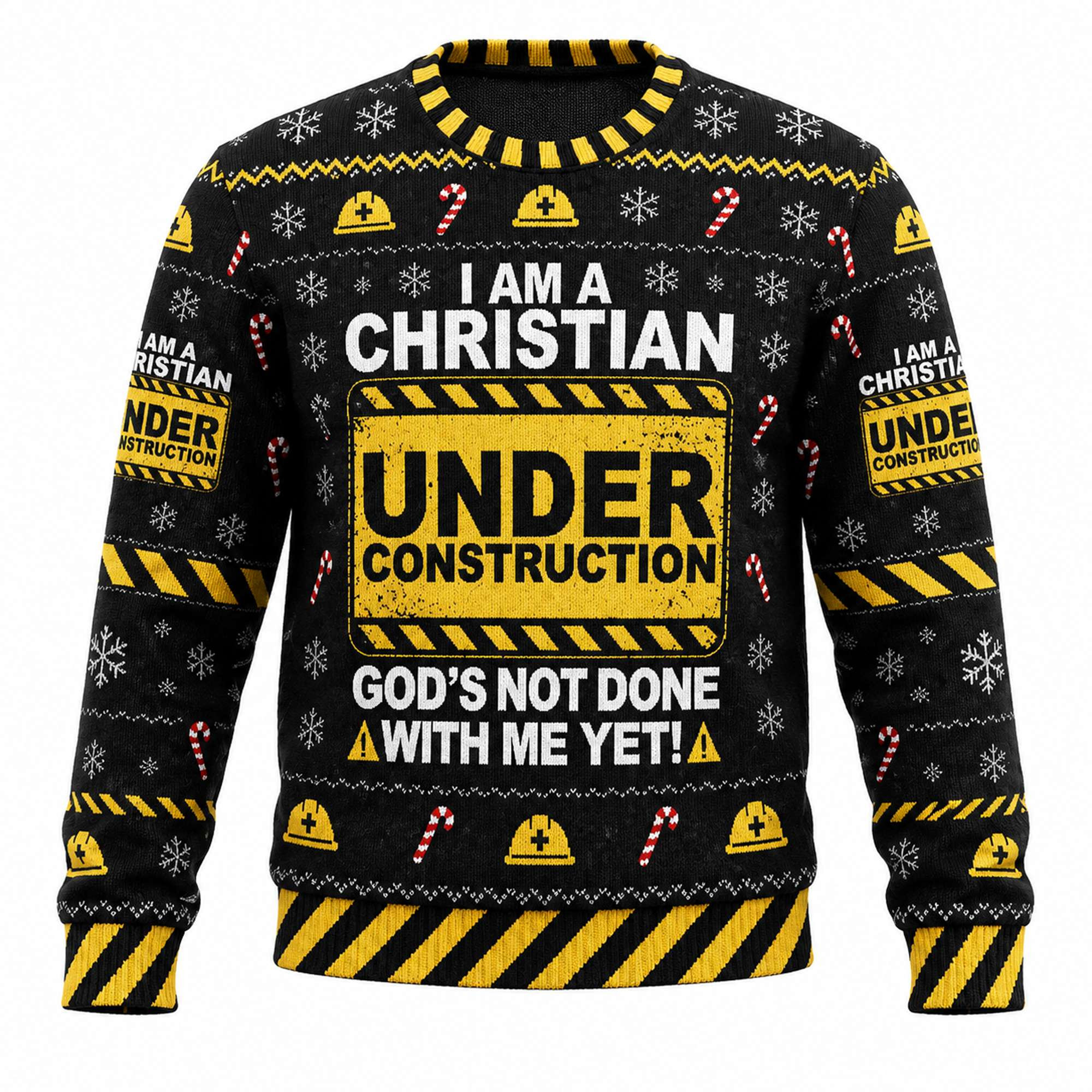I Am Christian Under Construction Ugly Holiday Sweater Funny Holiday Apparel Gift For Christians I Am Christian Under Construction Ugly Holiday Sweater Funny Holiday Apparel Gift For Christians