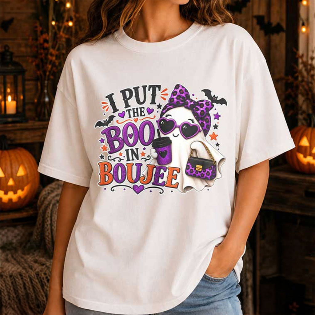 I Put The Boo In Boujee T-Shirt Halloween Ghosts Shirt Cute Spooky Gifts For Her