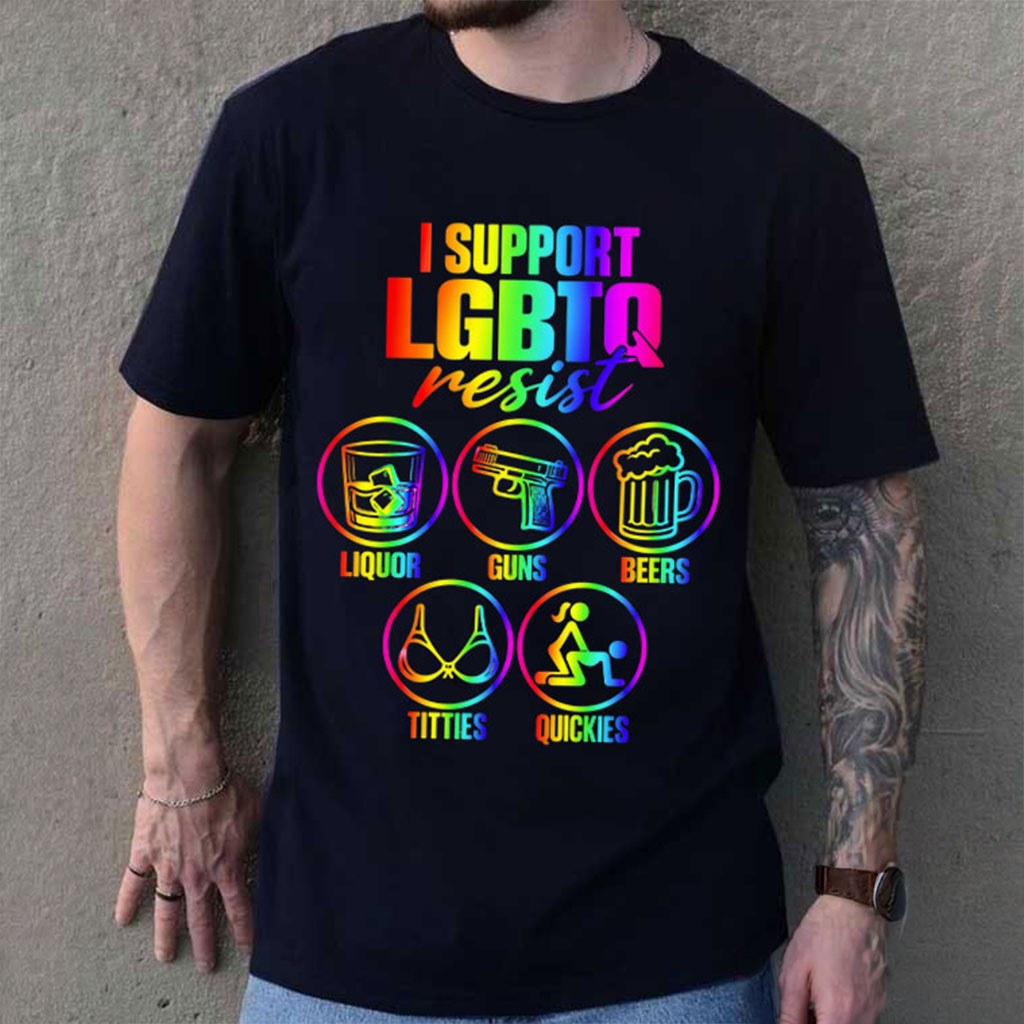I Support LGBTQ Resist Pride Month Funny Meme T-Shirt Gifts For LGBTQ Supporters