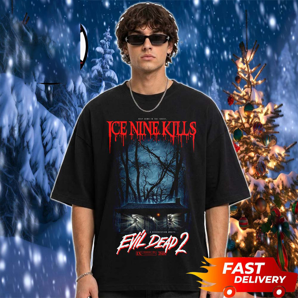 Ice Nine Kills x Evil Dead 2 Merch Resurrection Awaits Deep Down In The Forrest T-Shirt Black