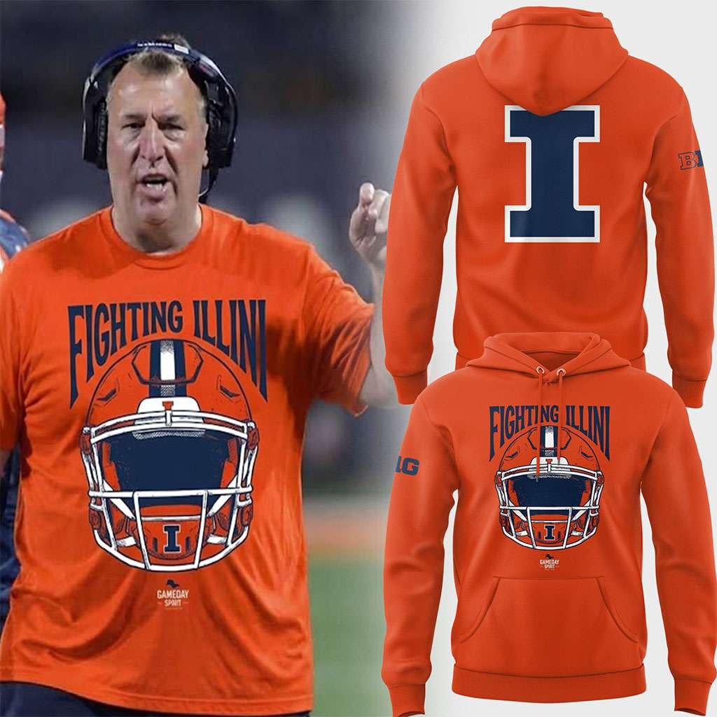 Illinois Football GameDay Hoodie Illinois Fighting Illini Merch Football Fan Gift Ideas
