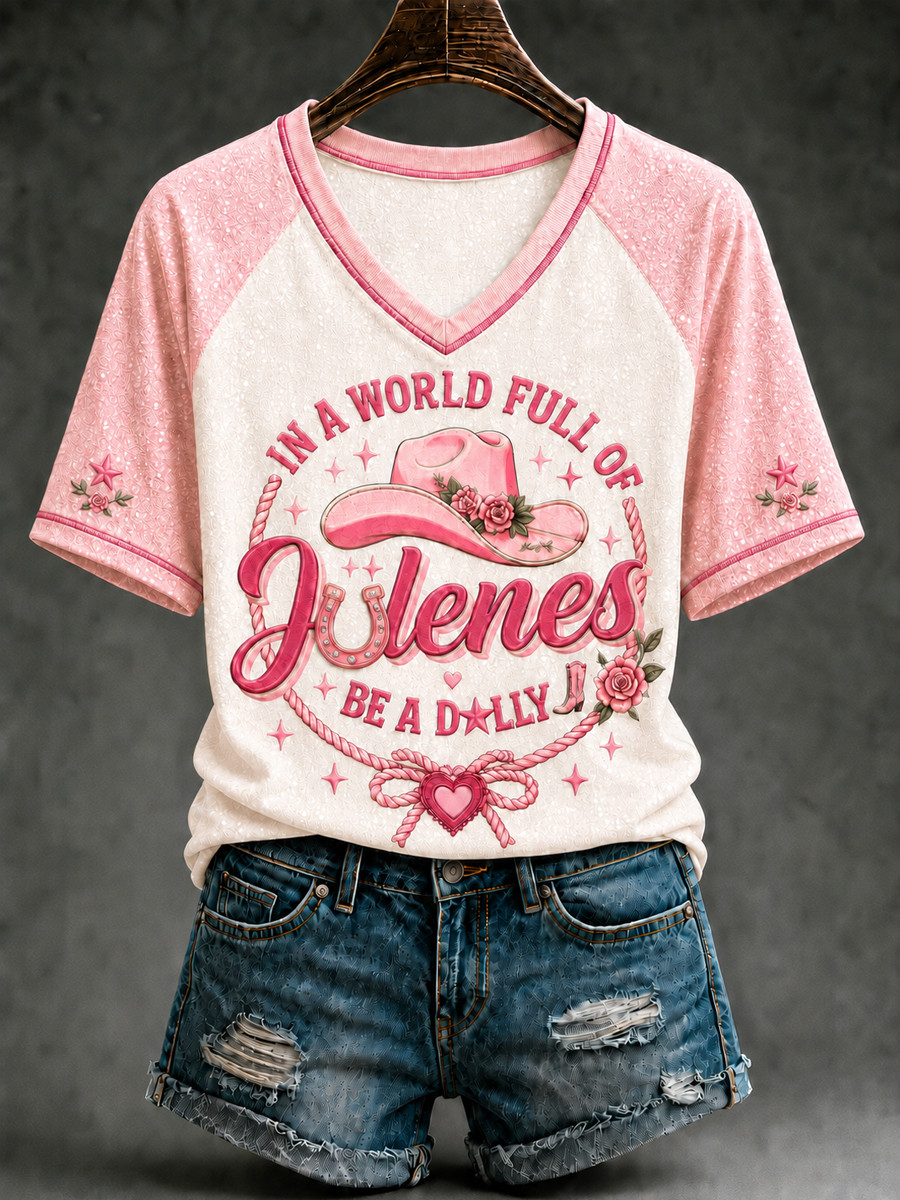 In A World Full Of Jolenes Be A Dolly V-Neck Shirt Dolly Parton Memorial Merch Women's