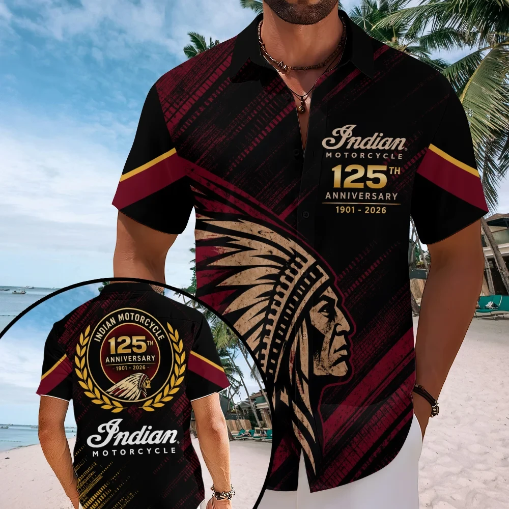 Indian Motorcycle 125th Anniversary Hawaiian Shirt Biker Apparel Gifts For My Boyfriend