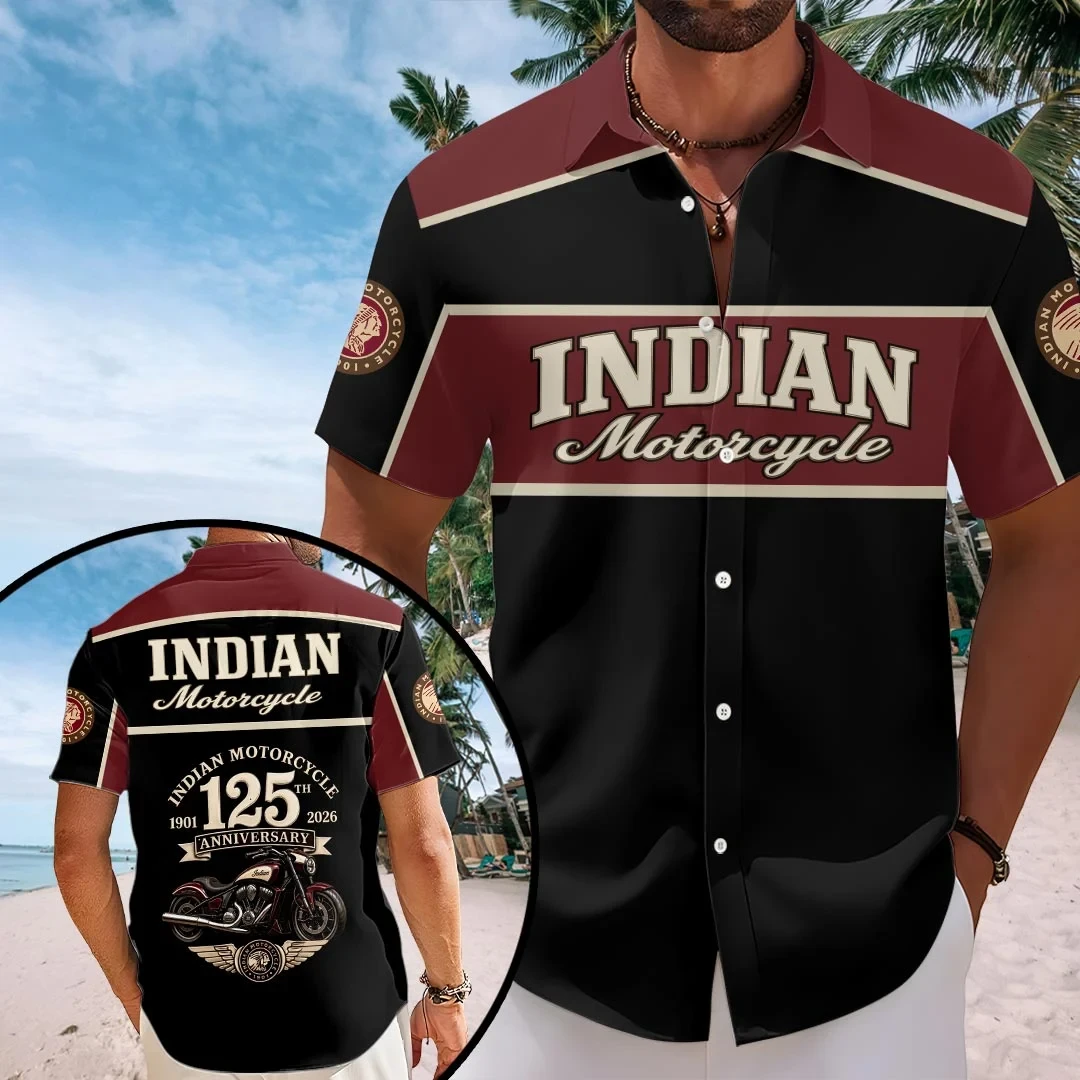 Indian Motorcycle 125th Anniversary Hawaiian Shirt Indian Motorcycle Merch Biker Gift For Him