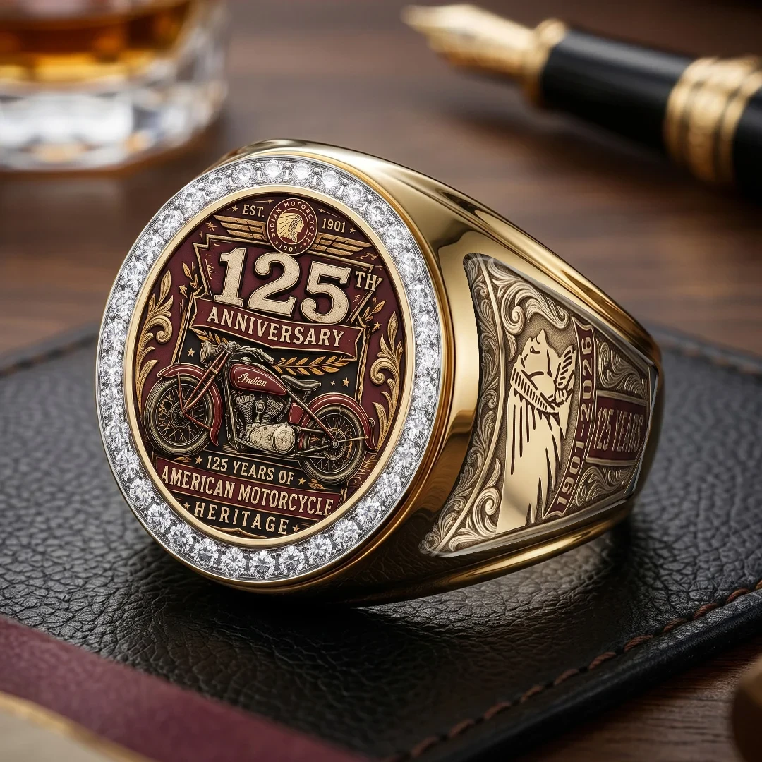 Indian Motorcycle 125th Anniversary Ring 1901-2026 American Motorcycle Heritage Biker Gifts