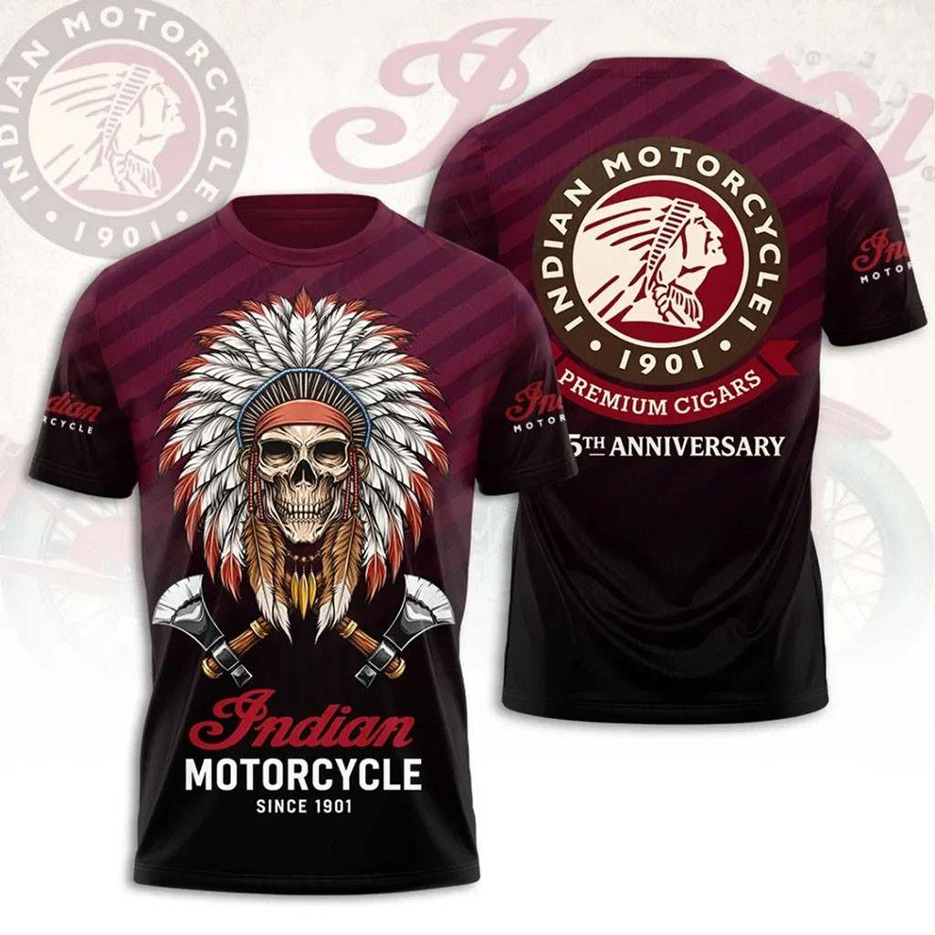 Indian Motorcycle 125th Anniversary Skull Graphic T-Shirt 2026 Indian Motorcycle Merch Gifts