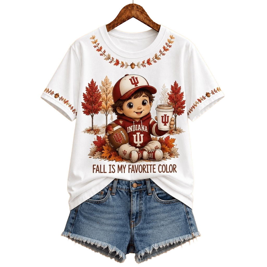 Indiana Hoosiers Fall Is My Favorite Color T-Shirt Indiana Hoosiers Merch Cute Football Gifts