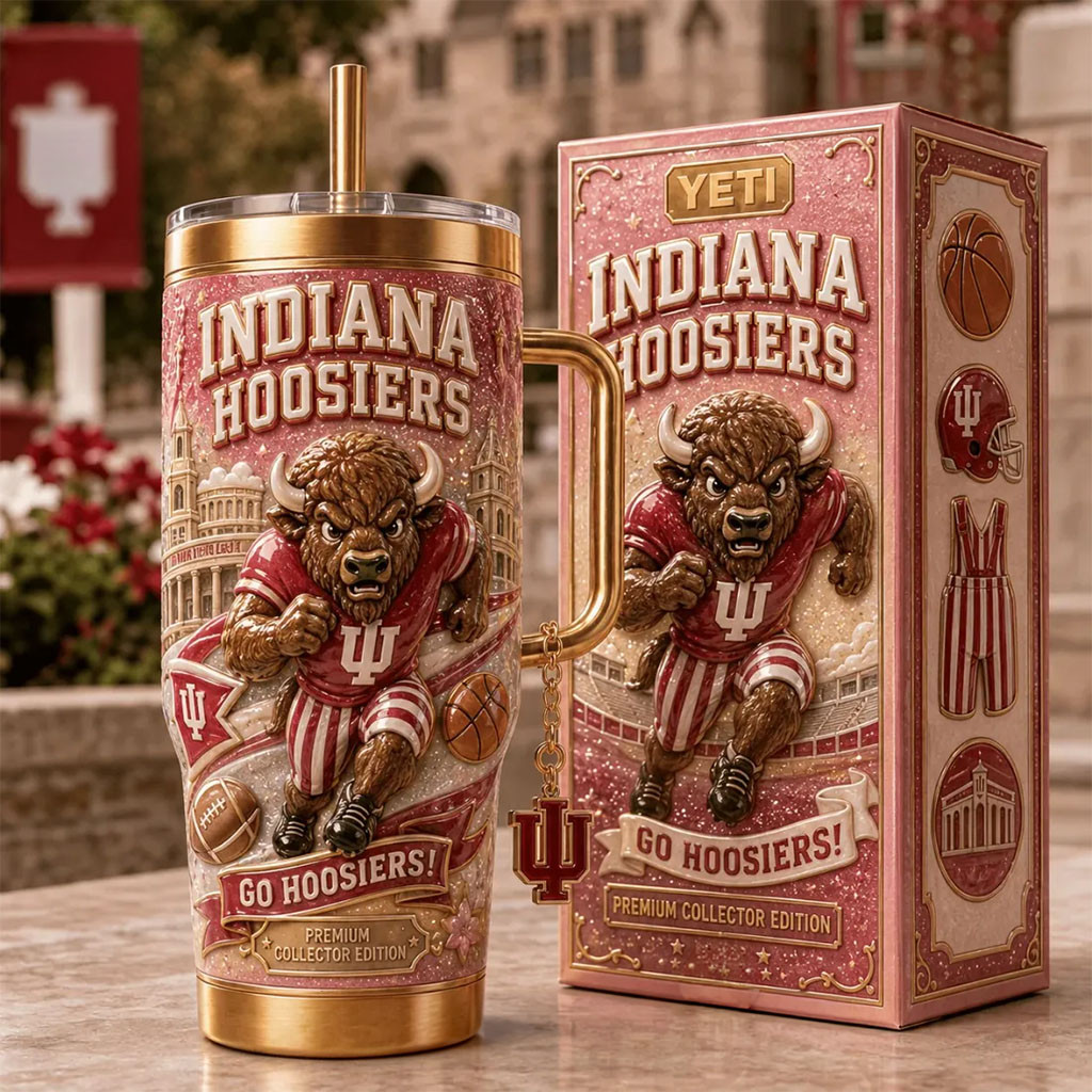 Indiana Hoosiers Go Hoosiers 40oz Stanley Tumbler Indiana Hoosiers Merch Present For Friends