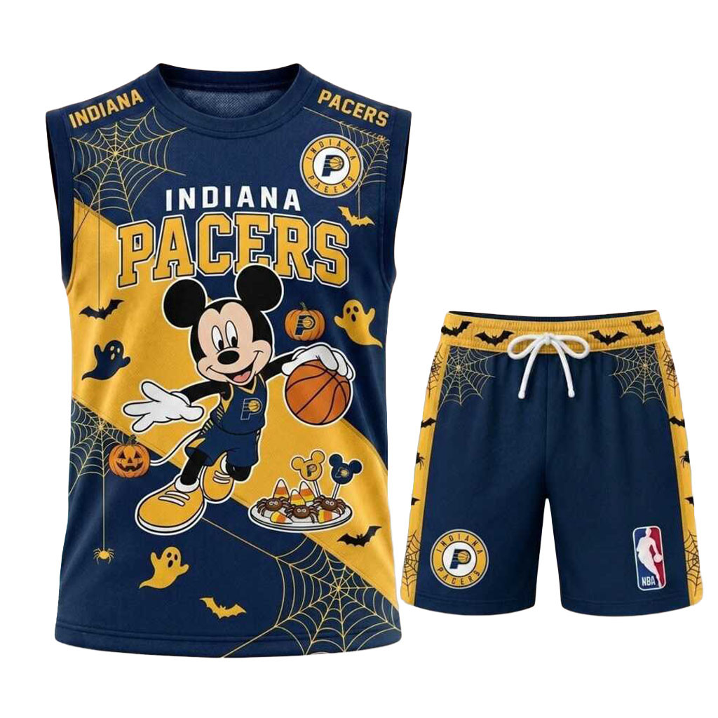 Indiana Pacers Mickey Mouse Halloween Basketball Muscle Tank And Shorts Pacers Merch Him Gift