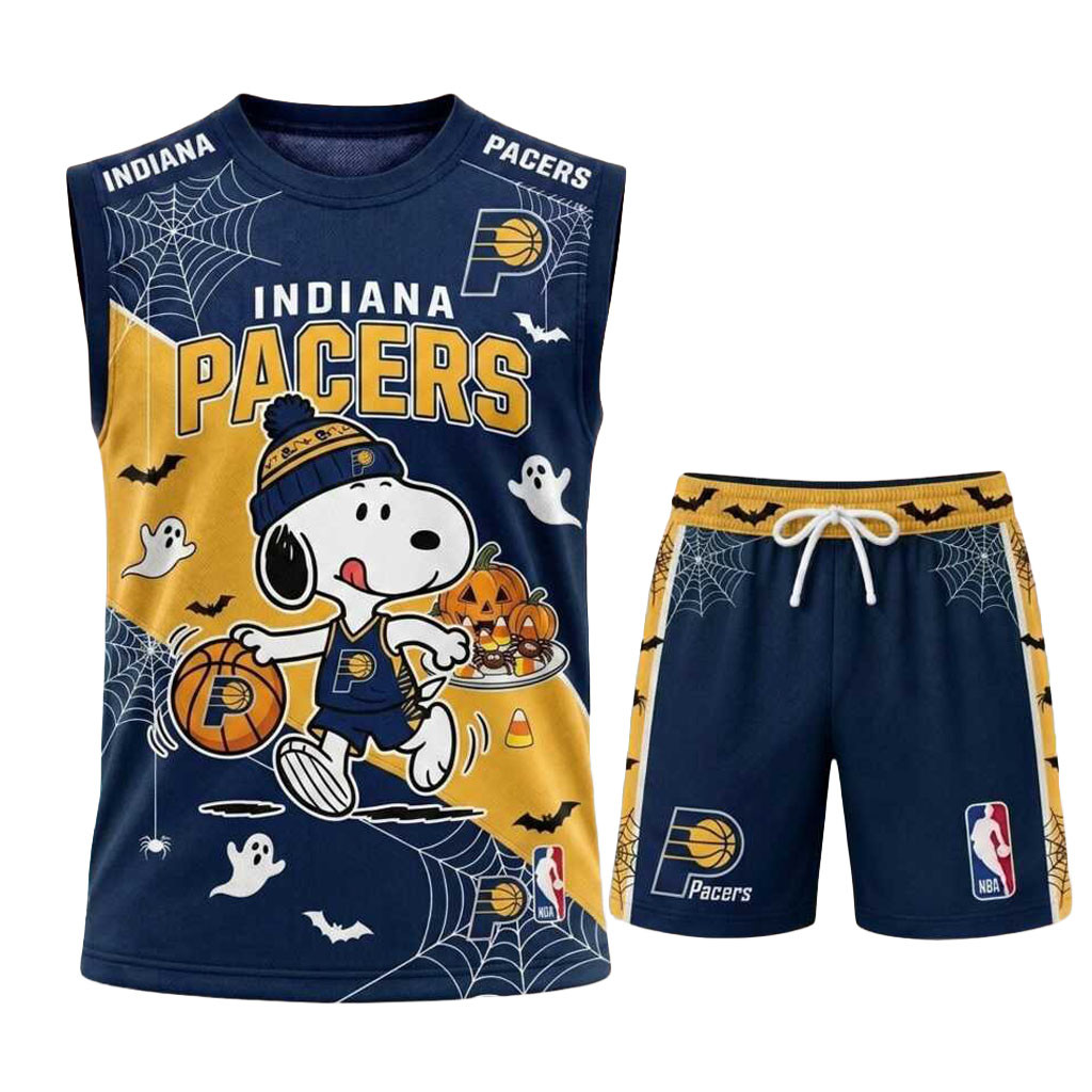 Indiana Pacers Snoopy Halloween Basketball Muscle Tank And Shorts Indiana Pacers Merch Fan Gift
