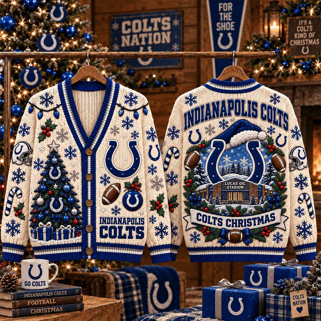 Indianapolis Colts Christmas Cardigan Game Day Clothing Colts Merch Gift For Football Lovers