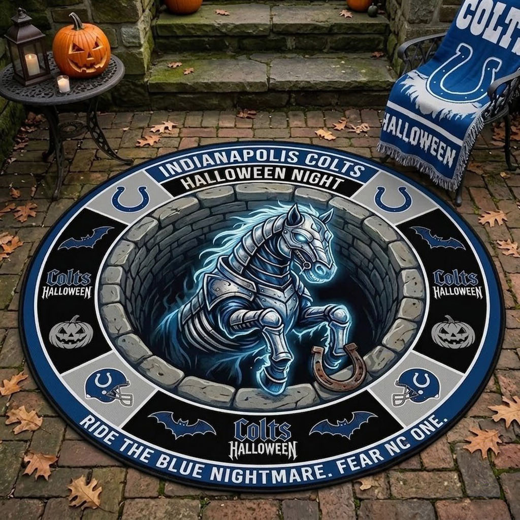 Indianapolis Colts Merch 2026 Monster Halloween Night Quilted Round Mat Home Decor For Fans Indianapolis Colts Merch 2026 Monster Halloween Night Quilted Round Mat Home Decor For Fans