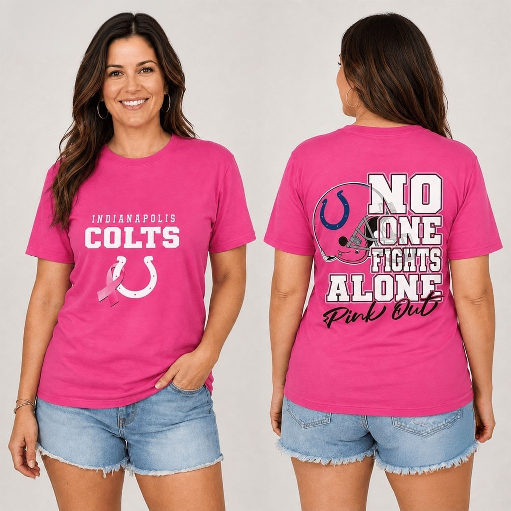Indianapolis Colts No One Fight Alone Pink Out T-Shirt Colts Merch Presents For Football Lovers