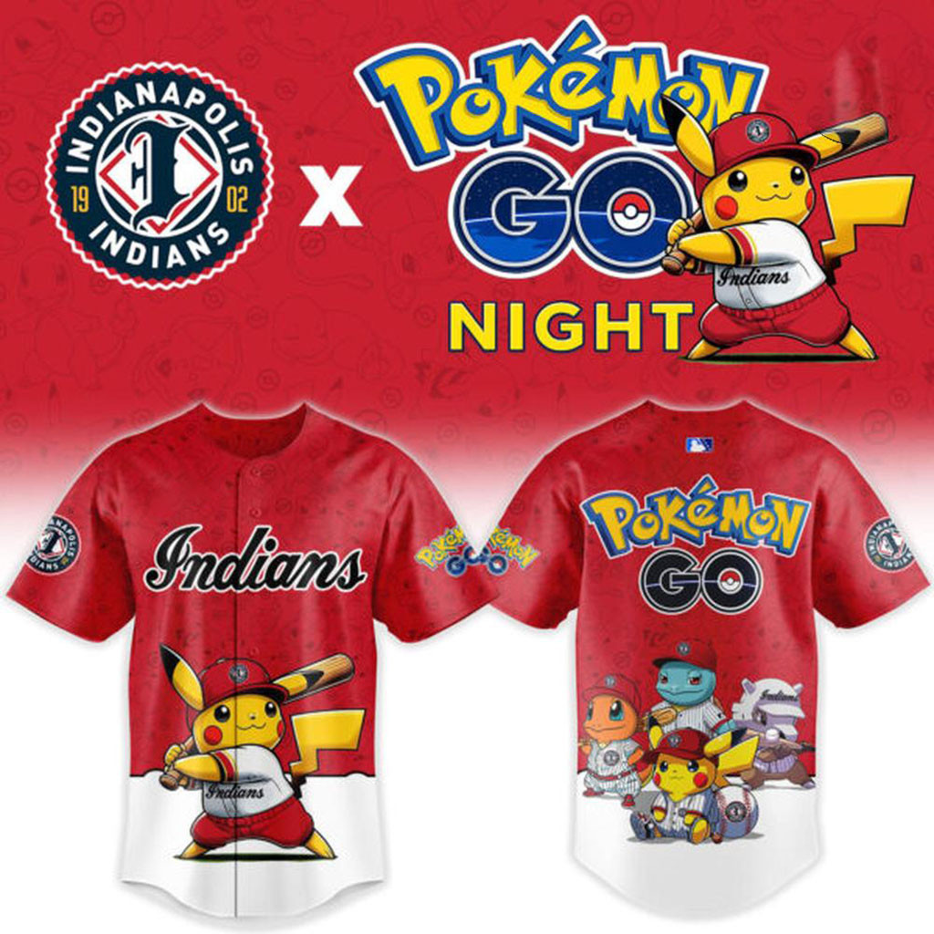 Indianapolis Indians Pokemon GO Theme Night Baseball Jersey Indians Merch Baseball Fan Gifts